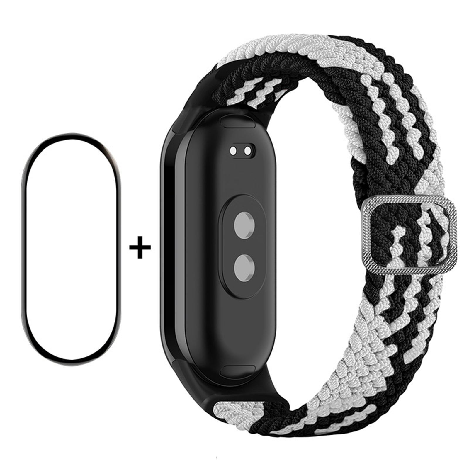 ENKAY HAT-PRINCE For Xiaomi Smart Band 8 Elastic Watch Band Nylon Braided Wrist Strap Set with PMMA Screen Protector ENKAY HAT-PRINCE For Xiaomi Smart Band 8 Elastic Watch Band Nylon Braided Wrist Strap Set with PMMA Screen Protector